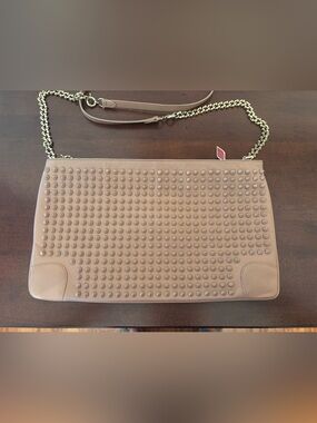 Christian Louboutin Tan Studded Crossbody/Shoulder Bag  with Gold/Leather Chain